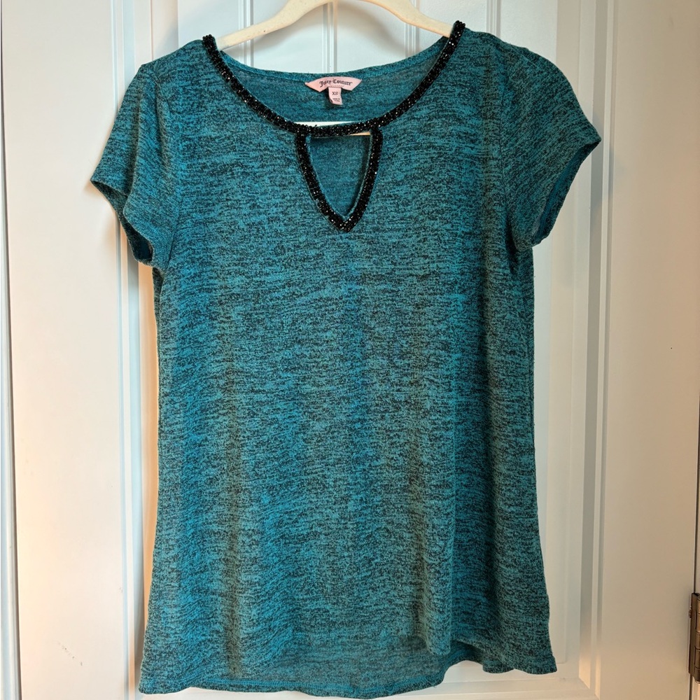 Juicy Couture Blue Cap Sleeve Cut Out Tee